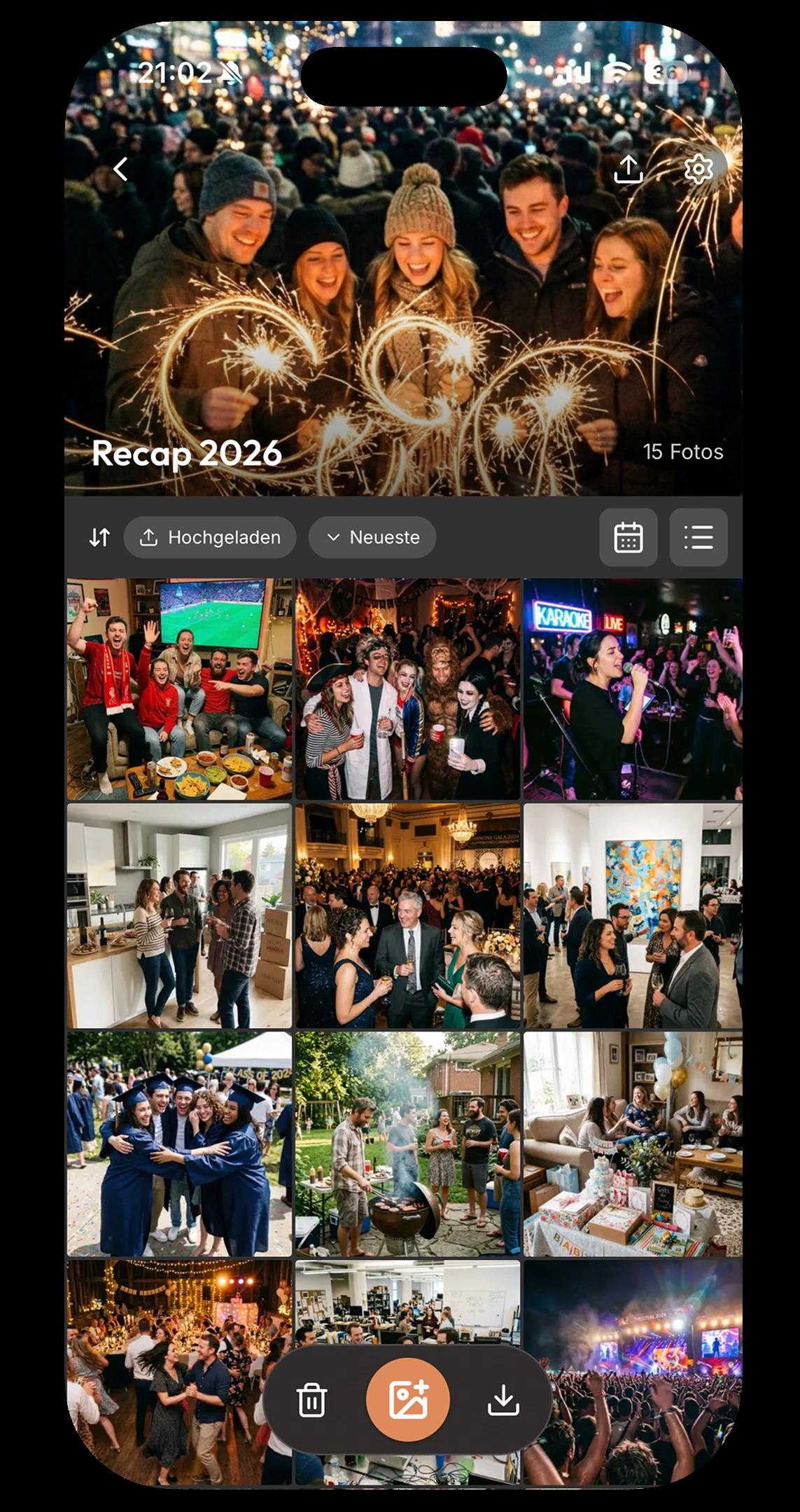 Collect photos together — all your group's pictures in one album
