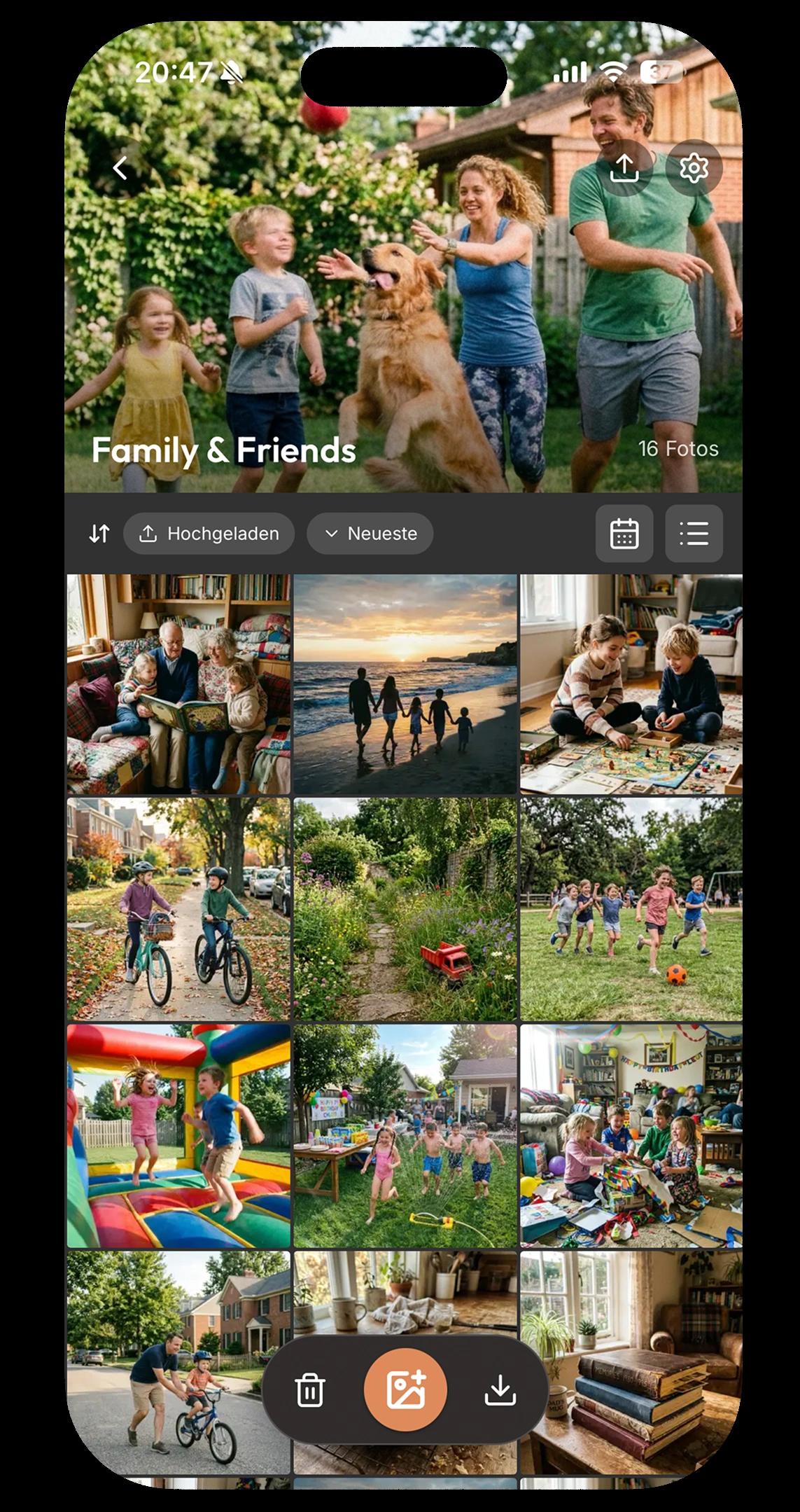 Share & collect family photos: every picture in one album