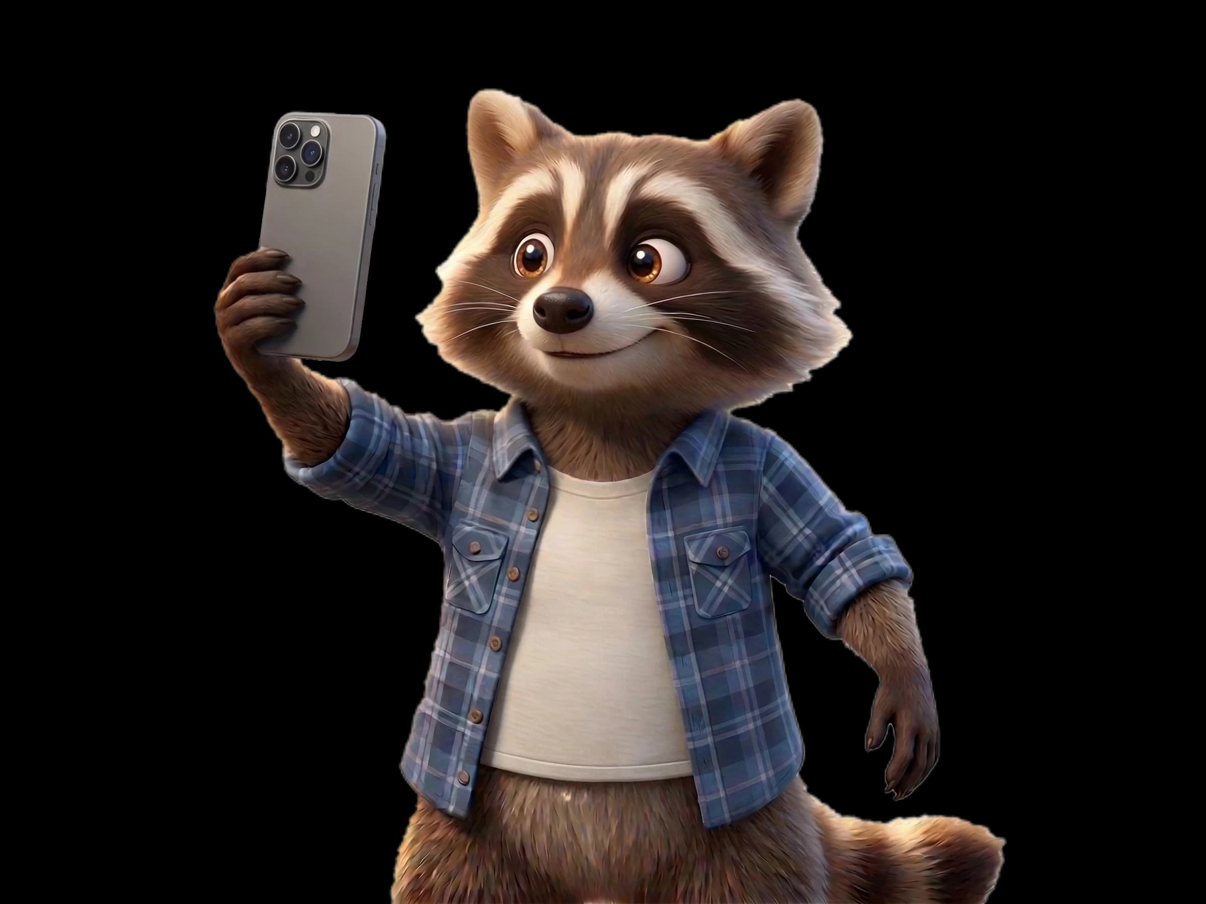 Mymories Maskottchen macht ein Selfie