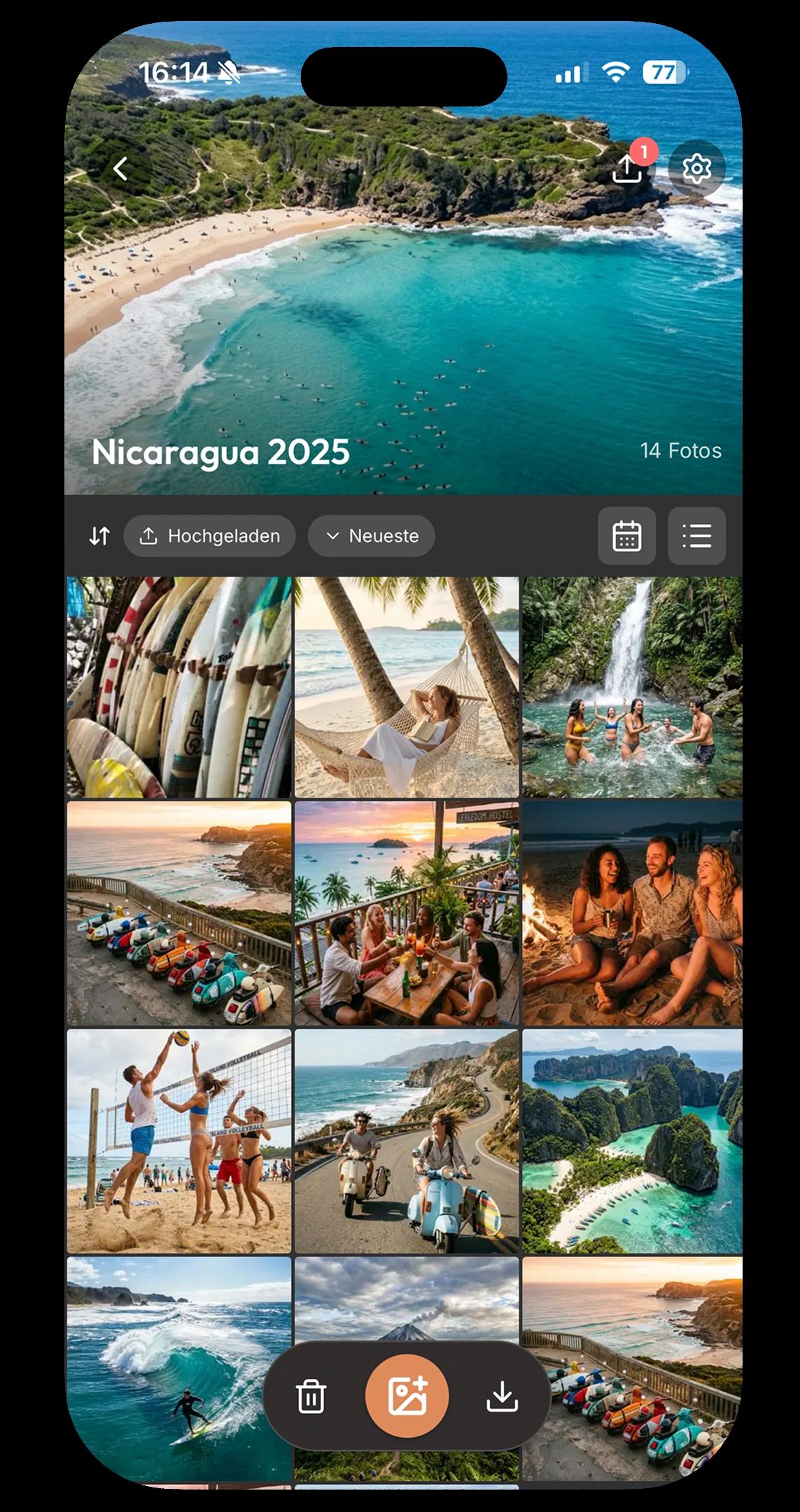 Share vacation photos — all your group's travel pictures in one album