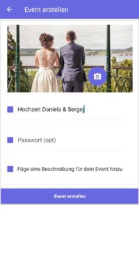 Kostenloses Event erstellen um Bilder zu teilen